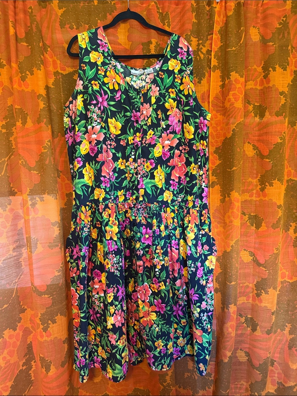 Vintage Floral Tiered Drop Waist Midi Dress
